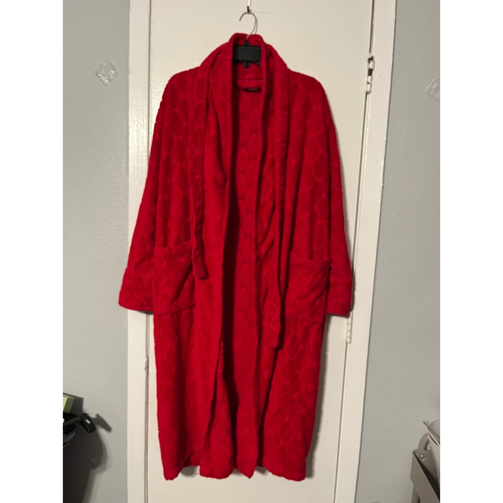 Partners Mervyns Red Terry Cloth Robe Cotton Long Spa Bathrobe OS